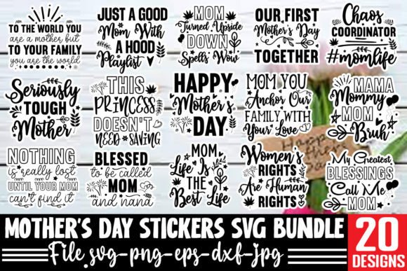 Download Mother's Day Stickers SVG Bundle - Svg Collection