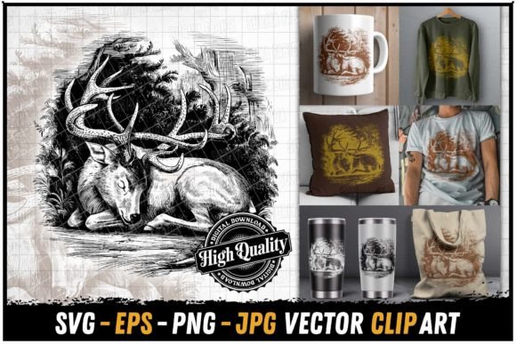 Download Mejestic Vintage Deer in Nature SVG - Svg Collection