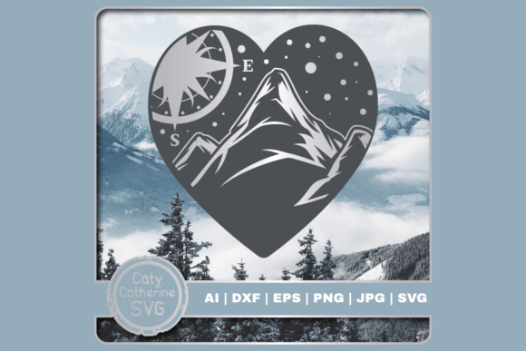 Download Mountains &amp; Compass Love Heart SVG - Svg Collection