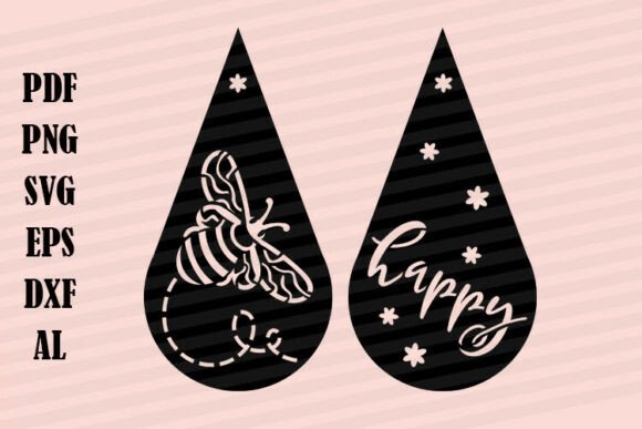 Download Drop Earrings Bee Happy Summer Cut Files - Summer cut files Collection