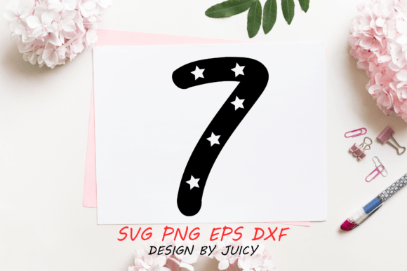 Download Number 7 with Stars Svg Graphic - Svg Collection