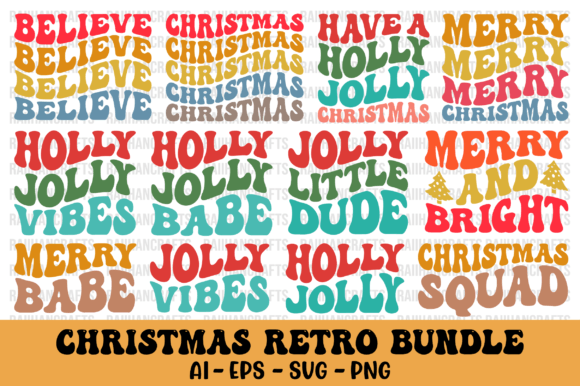 Download Christmas Retro Wavy Design Bundle Svg - Retro wavy design Collection