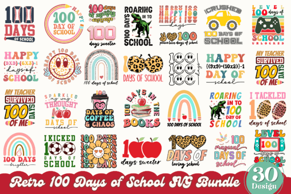 Download Retro 100 Days of School SVG Bundle - Svg Collection