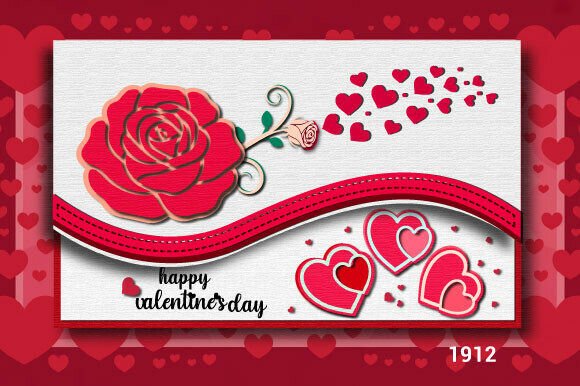 Download Valentine's Rose and Heart Card Svg 1912 - Svg Collection